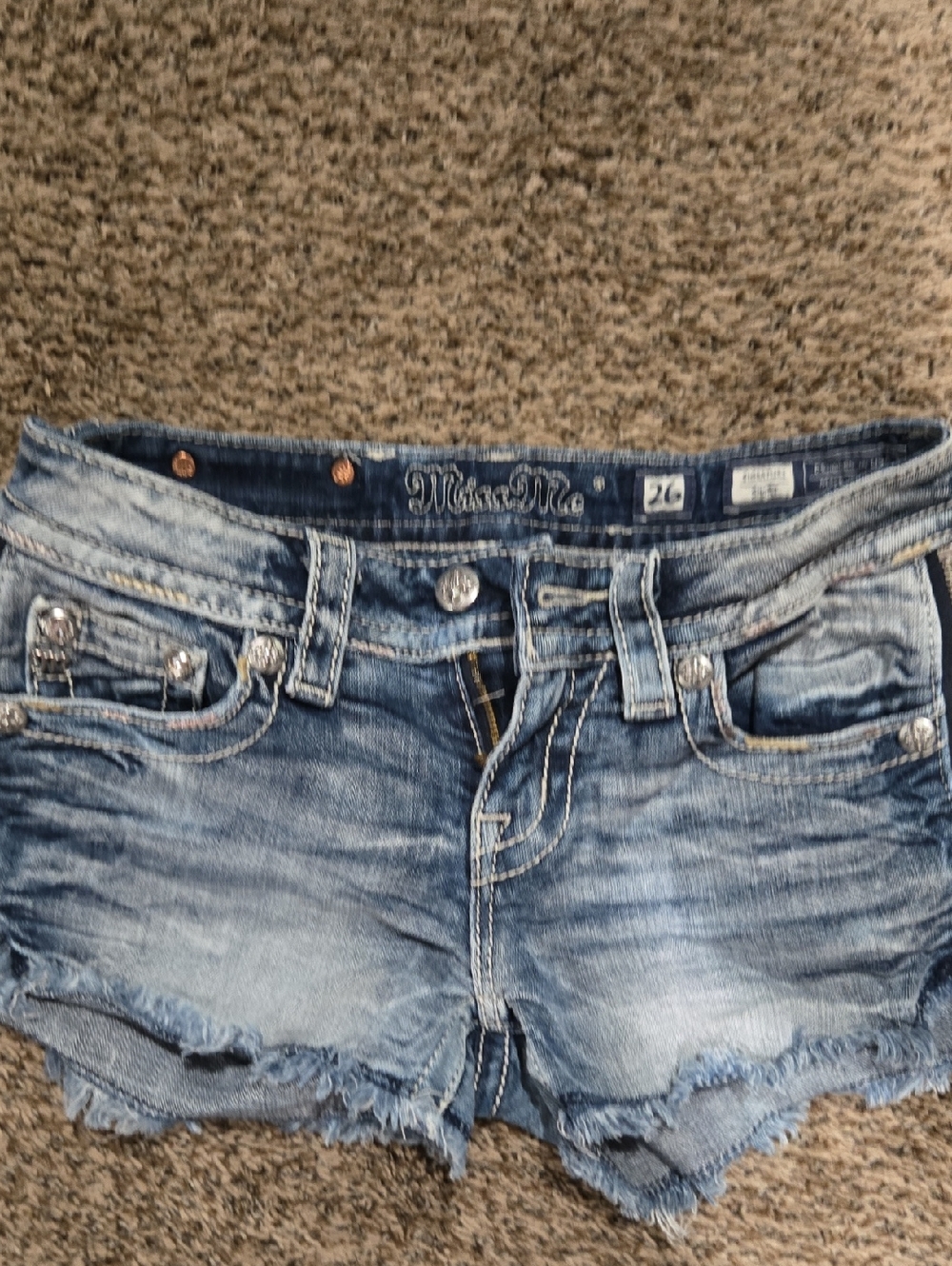Miss Me Light Blue Distressed Denim Cutoff Shorts 26 . 3in Inseam